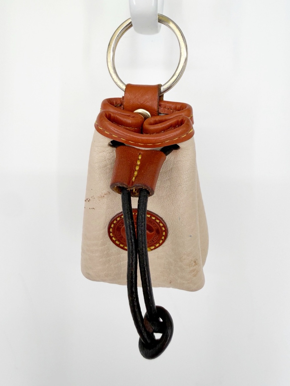Vintage Bone Ivory Dooney & Bourke Drawstring Keychain